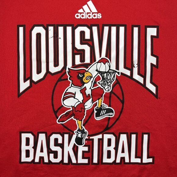 Adidas Red Louisville Cardinals Mascot Basketball yoga work out gym T shirt L - Picture 2 of 3